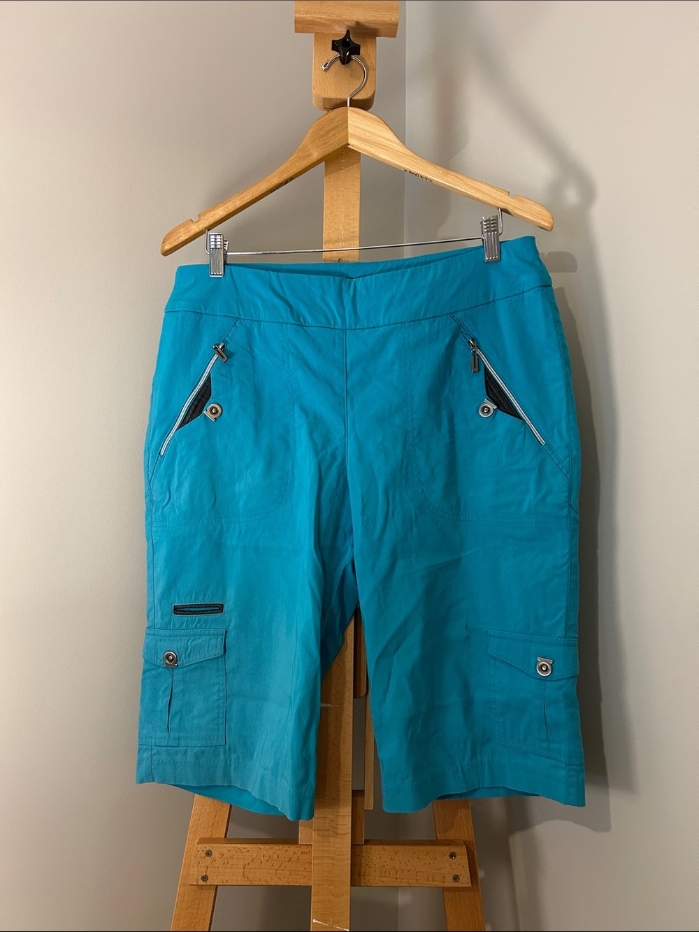 jamie sadock | Turquoise Bermuda Shorts with Zip Pockets | Size 14